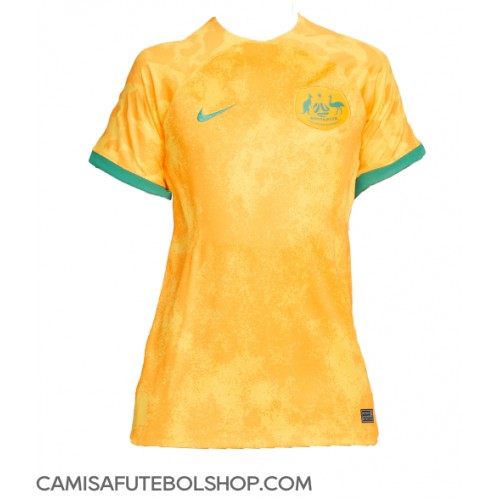 Camisa de time de futebol Austrália Replicas 1º Equipamento Feminina Mundo 2022 Manga Curta